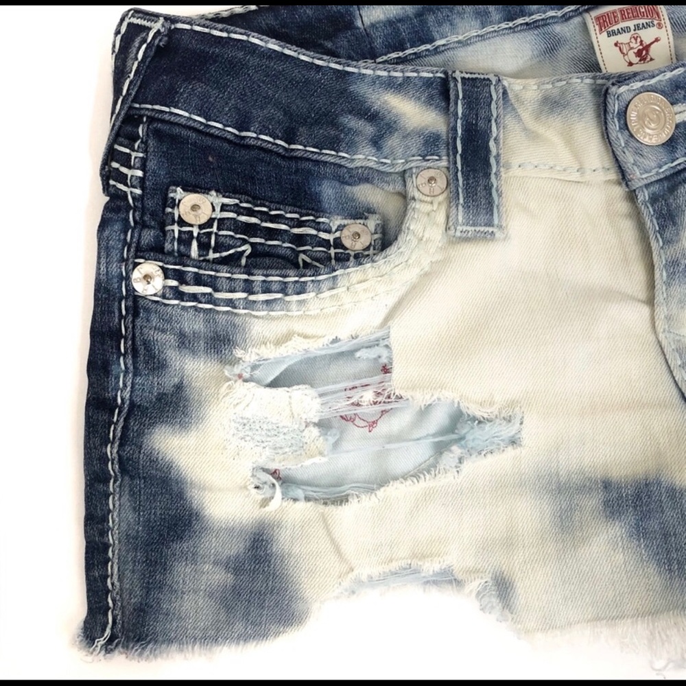 True Religion Distressed Cut Off Jean Shorts - Picture 3 of 8